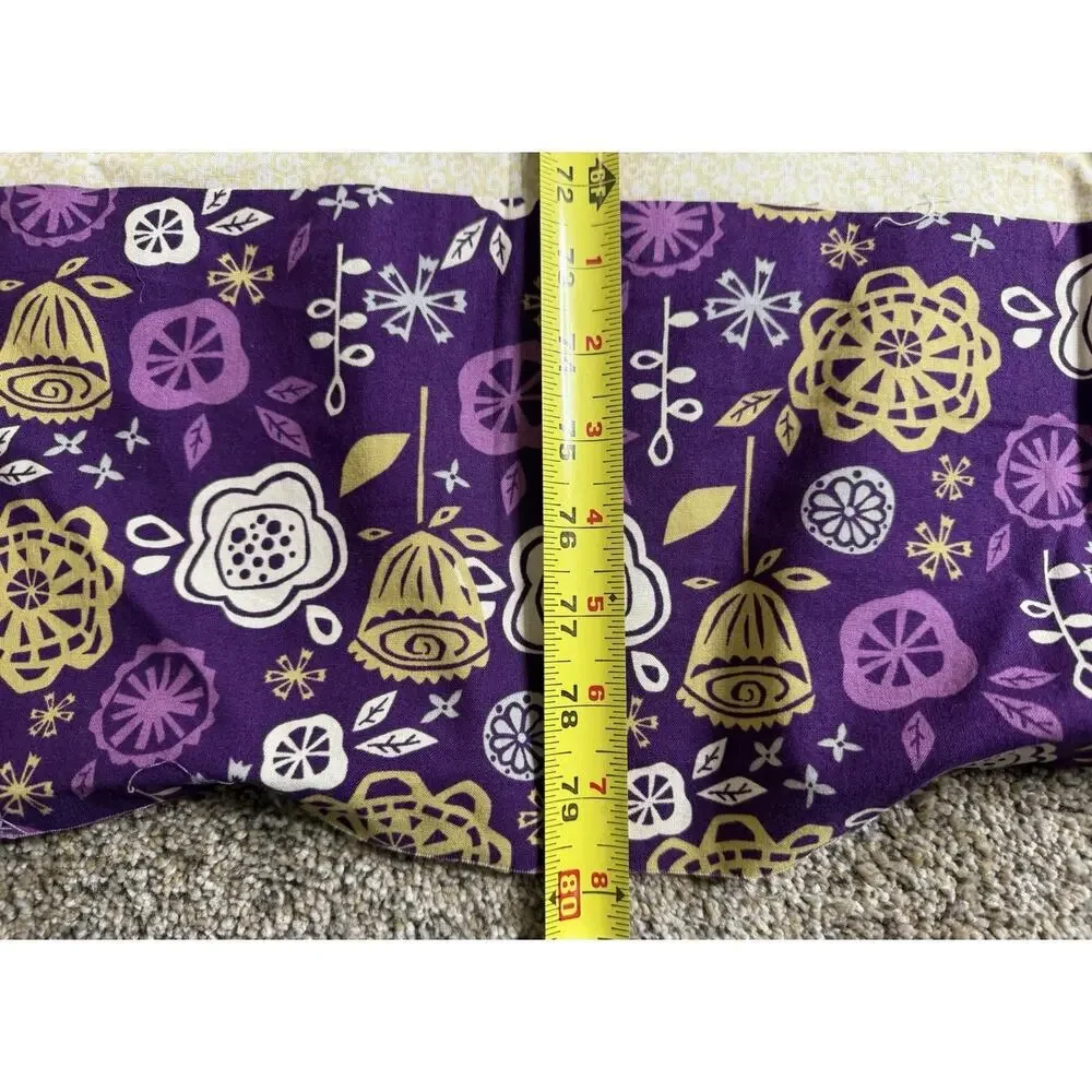 Quilt Top Topper Purple Yellow Patchwork Floral Square Blanket 80 X 71.5in